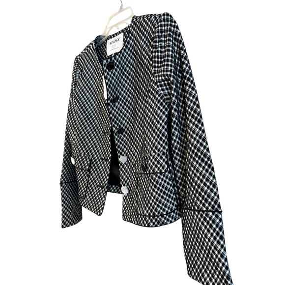 SPANX Women’s Ponte Lady Jacket Stretch Jacquard Black Plaid Size Small NWT - Picture 2 of 6